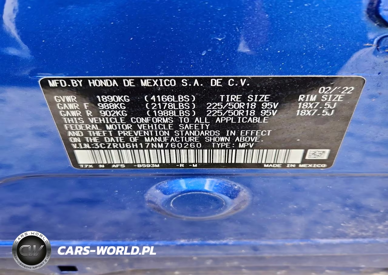 2022 Honda Hr-V Sport VIN:3CZRU6H17NM760260 - 12