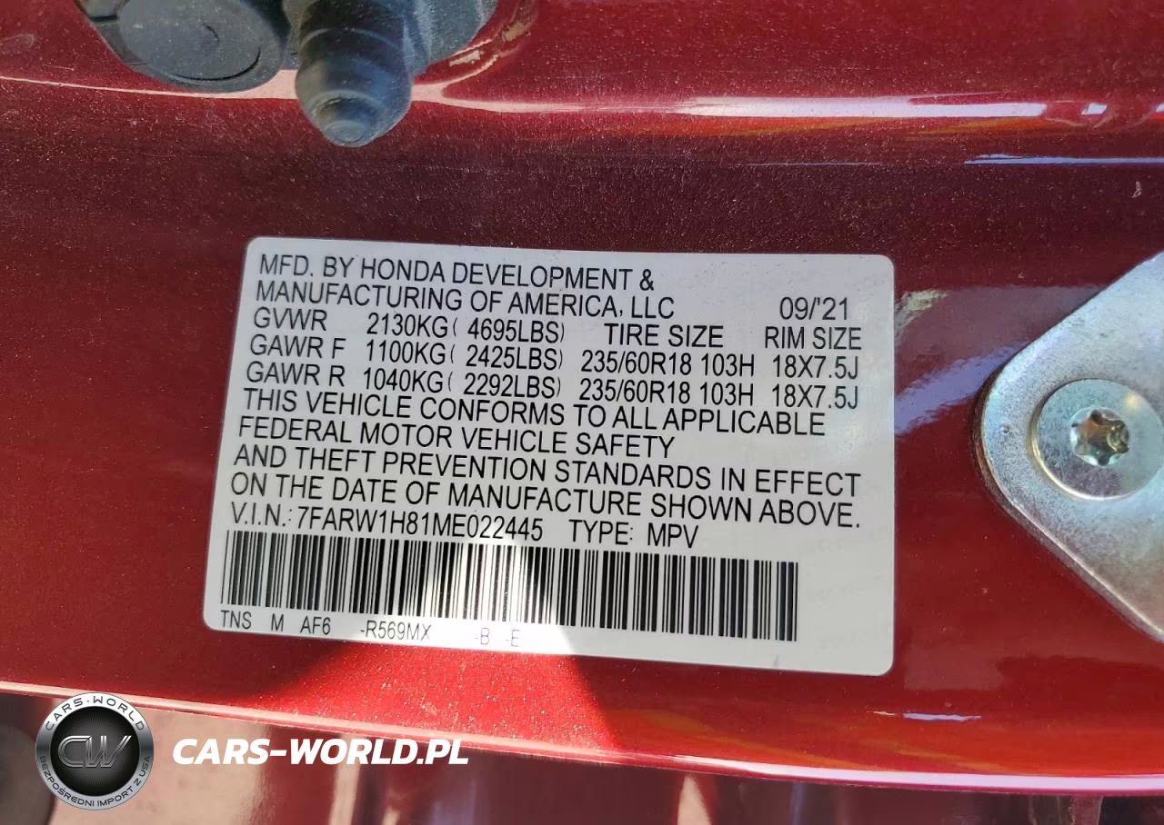 2021 Honda Cr-V Exl VIN:7FARW1H81ME022445 - 14
