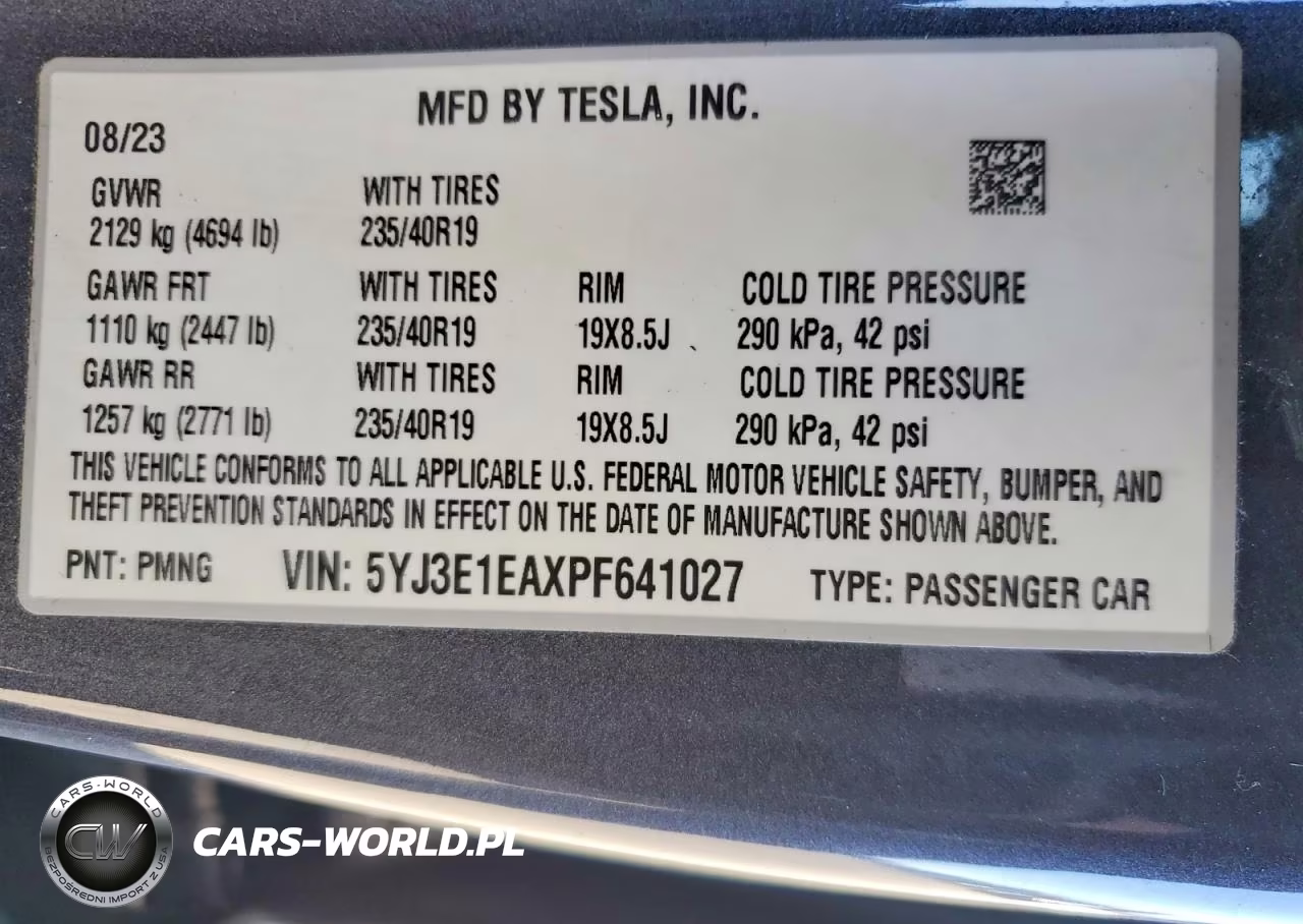 2023 Tesla Model 3 VIN:5YJ3E1EAXPF641027 - 12