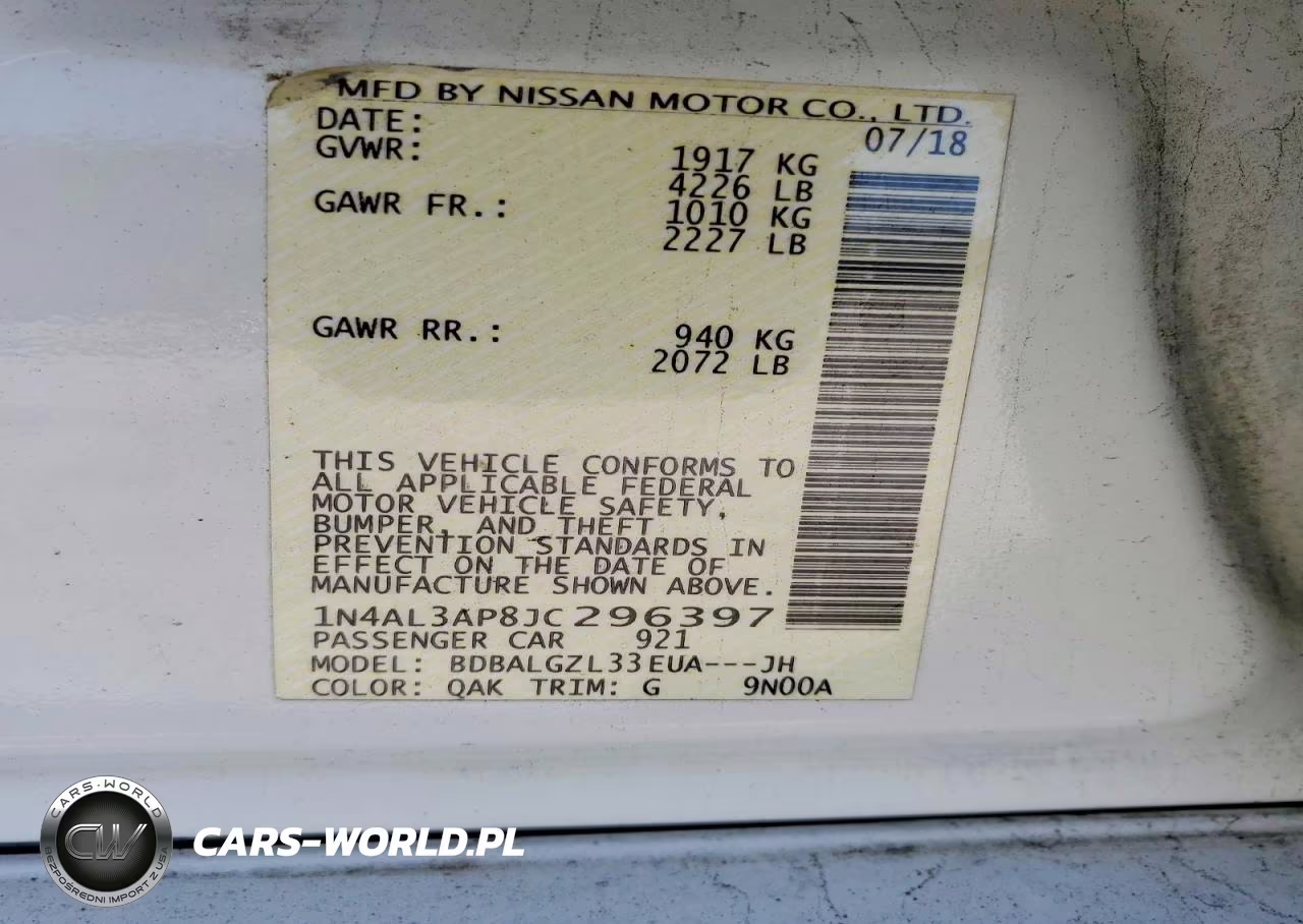 2018 Nissan Altima 2.5 S VIN:1N4AL3AP8JC296397 - 12