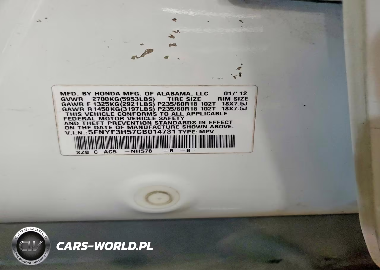 2012 Honda Pilot Exl VIN:5FNYF3H57CB014731 - 13