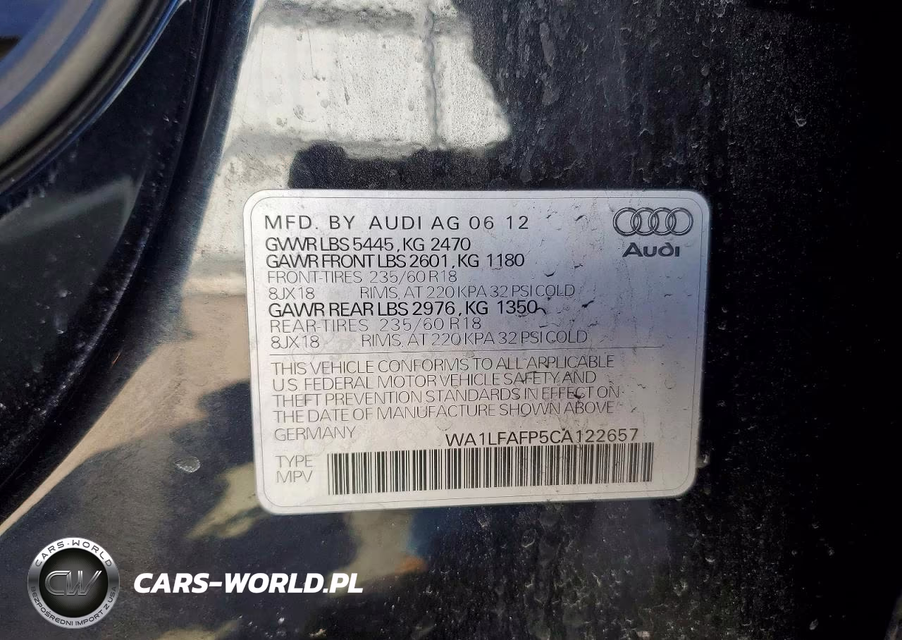 2012 Audi Q5 Premium Plus VIN:WA1LFAFP5CA122657 - 12