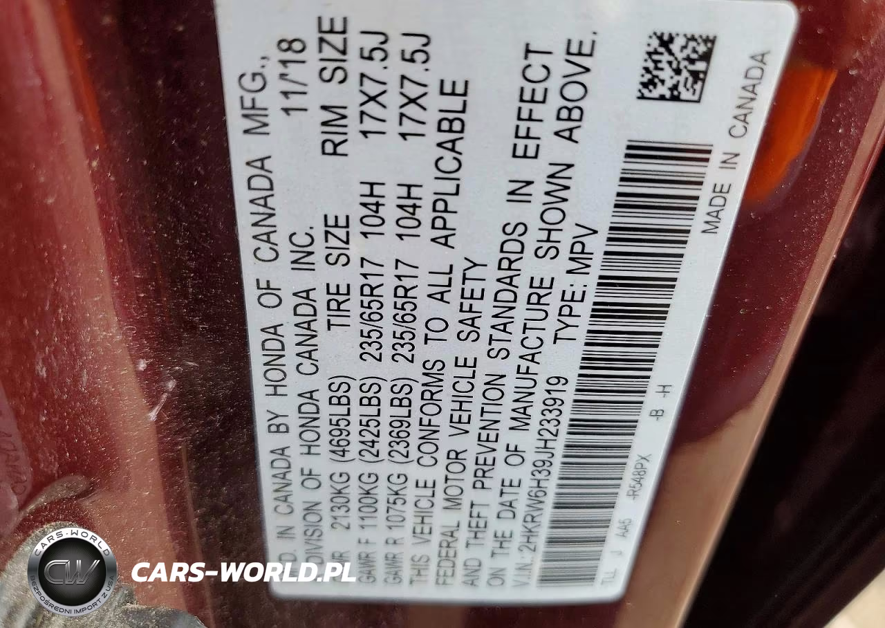 2018 Honda Cr-V Lx VIN:2HKRW6H39JH233919 - 12