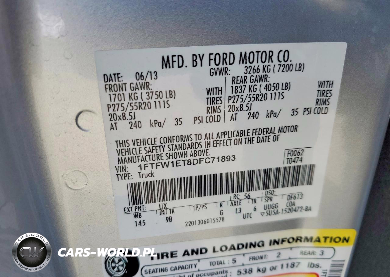 2013 Ford F150 Supercrew VIN:1FTFW1ET8DFC71893 - 12