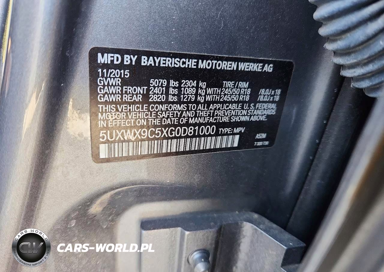 2016 BMW X3 xDrive28I VIN:5UXWX9C5XG0D81000 - 12