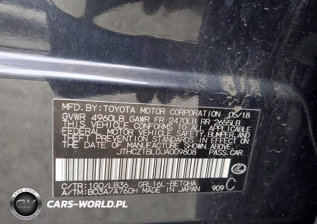 2018 Lexus Gs 350 F Sport VIN:JTHCZ1BL0JA009808 - 12
