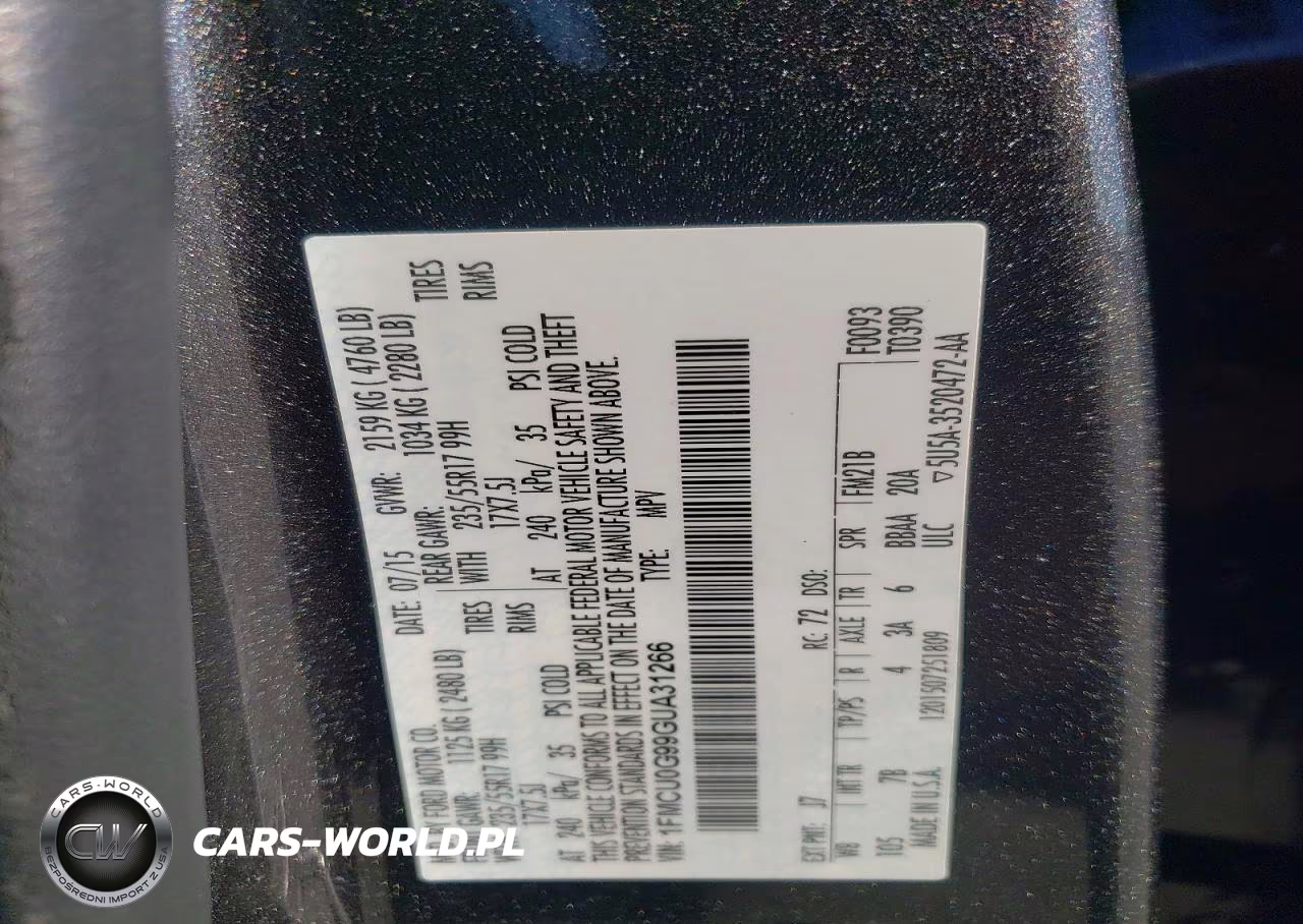 2016 Ford Escape Se VIN:1FMCU0G99GUA31266 - 13