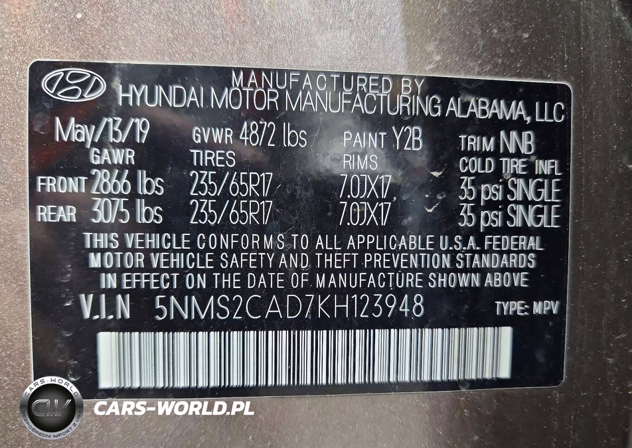 2019 Hyundai Santa Fe Se 2.4L VIN:5NMS2CAD7KH123948 - 14
