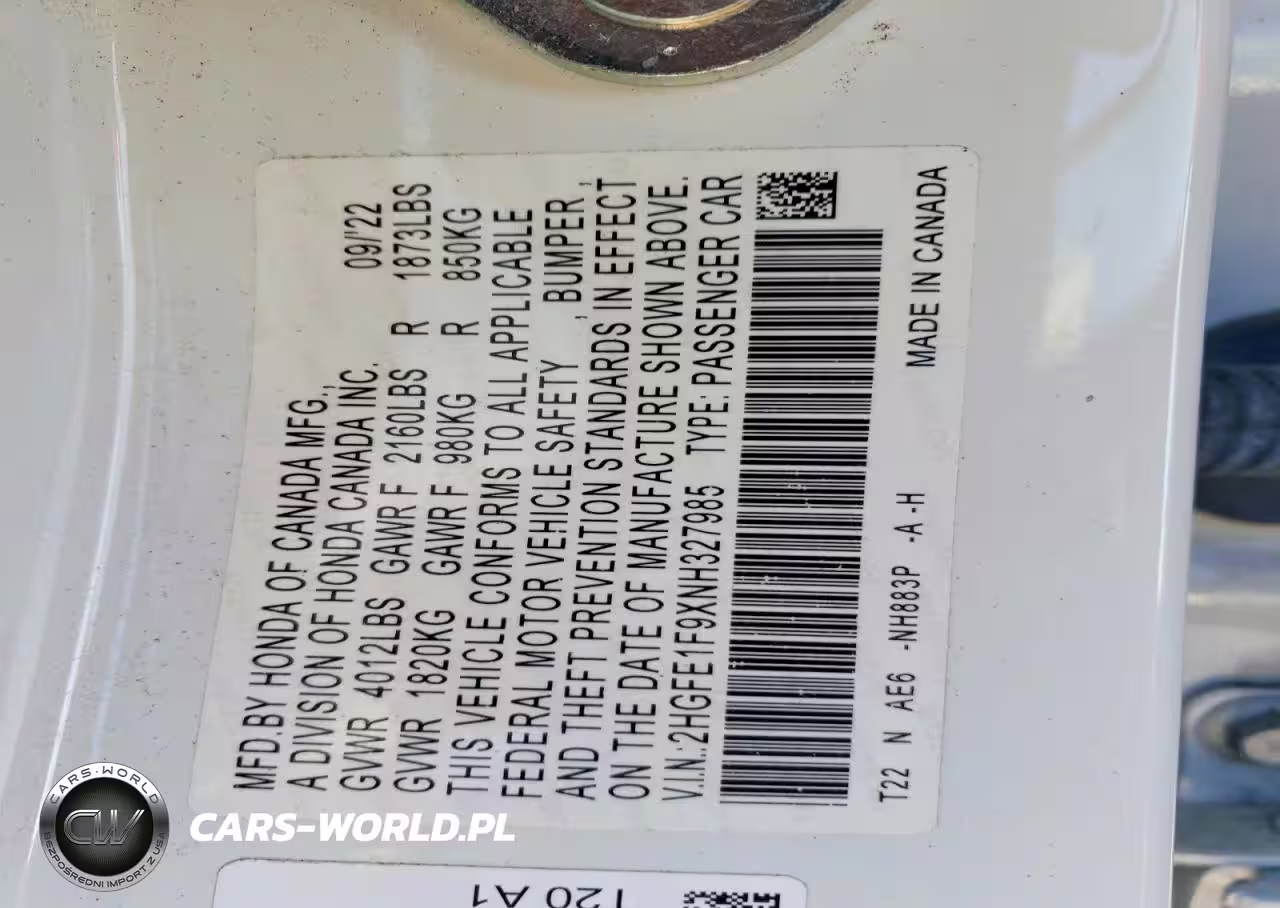 2022 Honda Civic Touring VIN:2HGFE1F9XNH327985 - 12