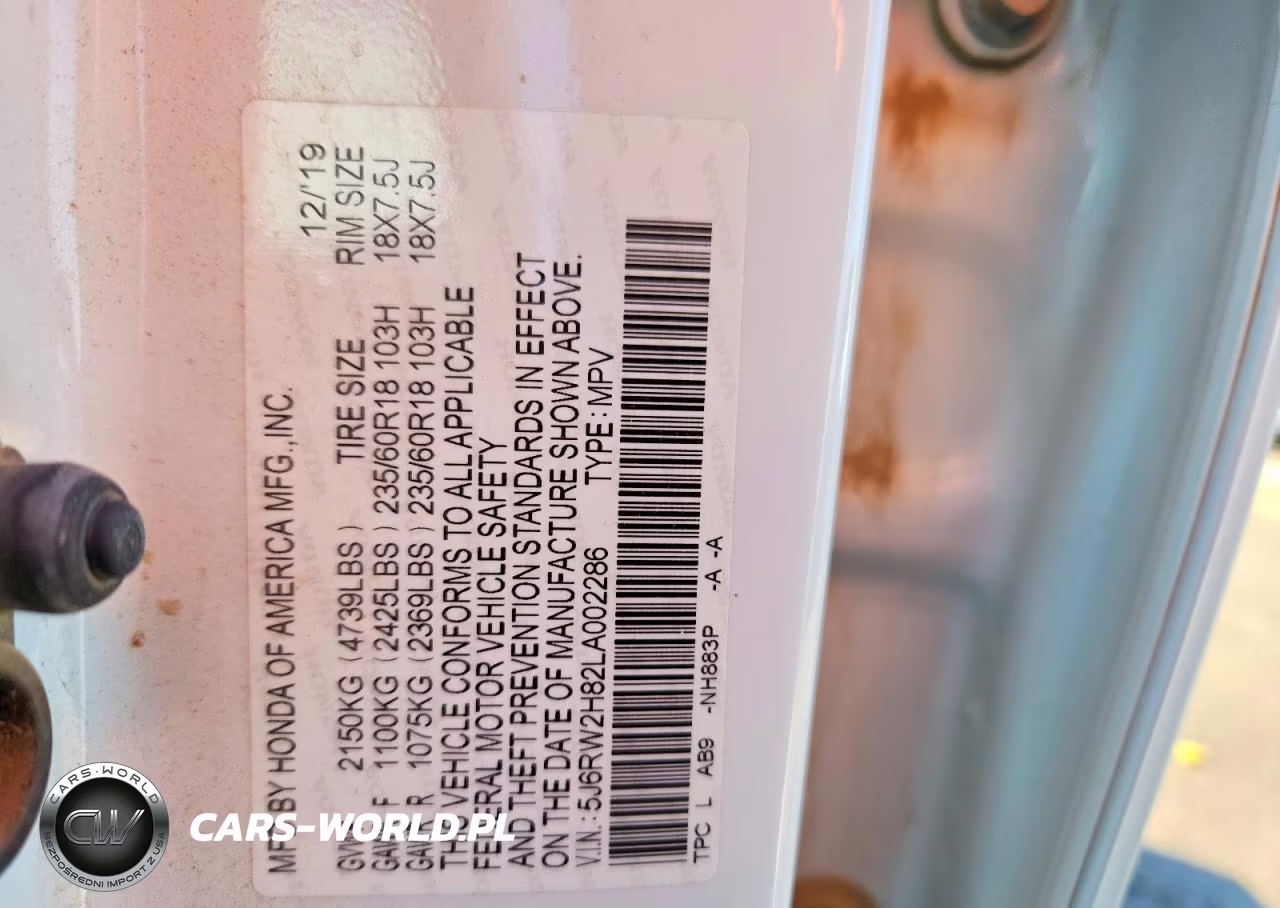 2020 Honda Cr-V Exl VIN:5J6RW2H82LA002286 - 13