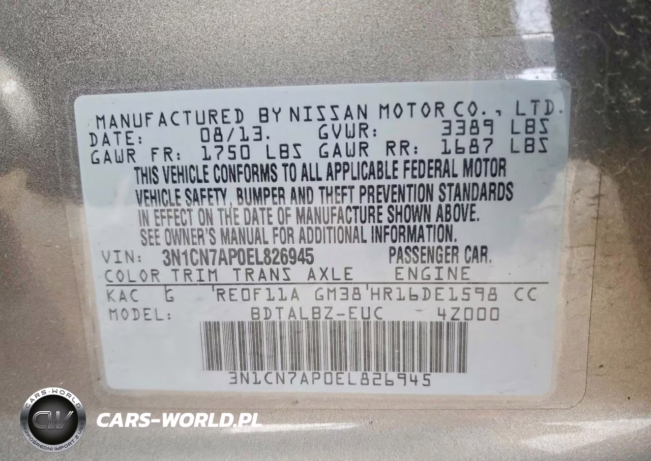 2014 Nissan Versa S VIN:3N1CN7AP0EL826945 - 12