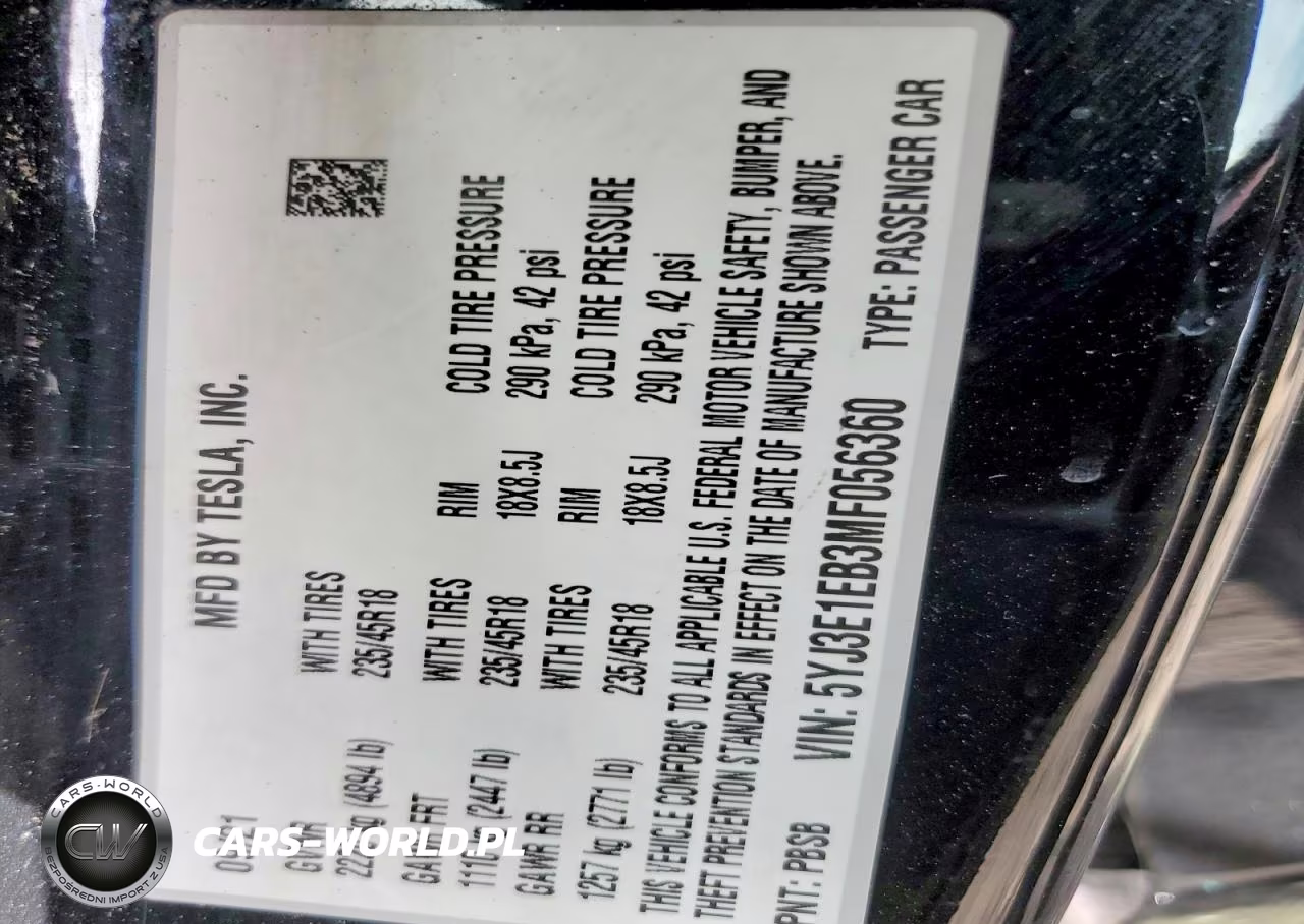 2021 Tesla Model 3 VIN:5YJ3E1EB3MF056360 - 12