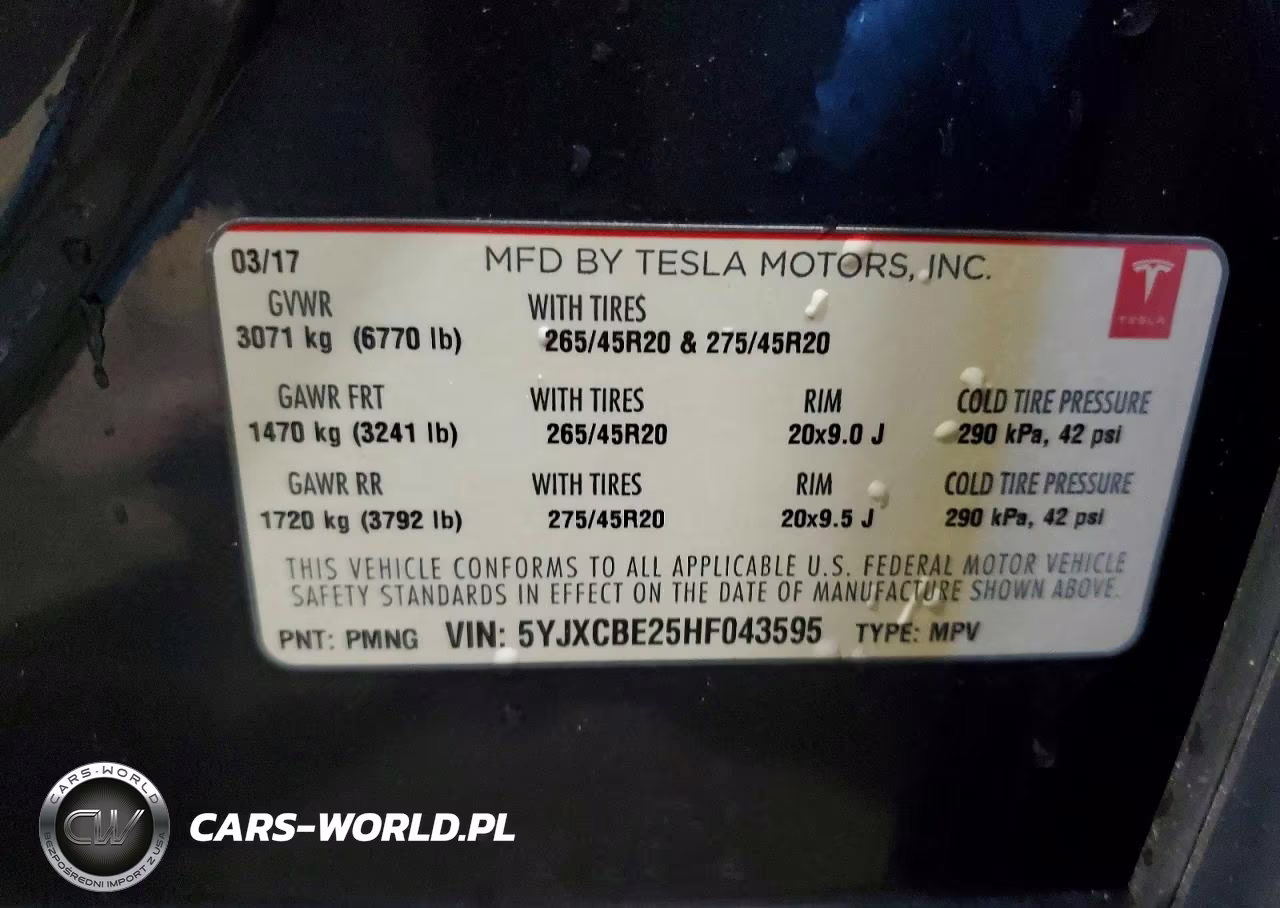 2017 Tesla Model X VIN:5YJXCBE25HF043595 - 13