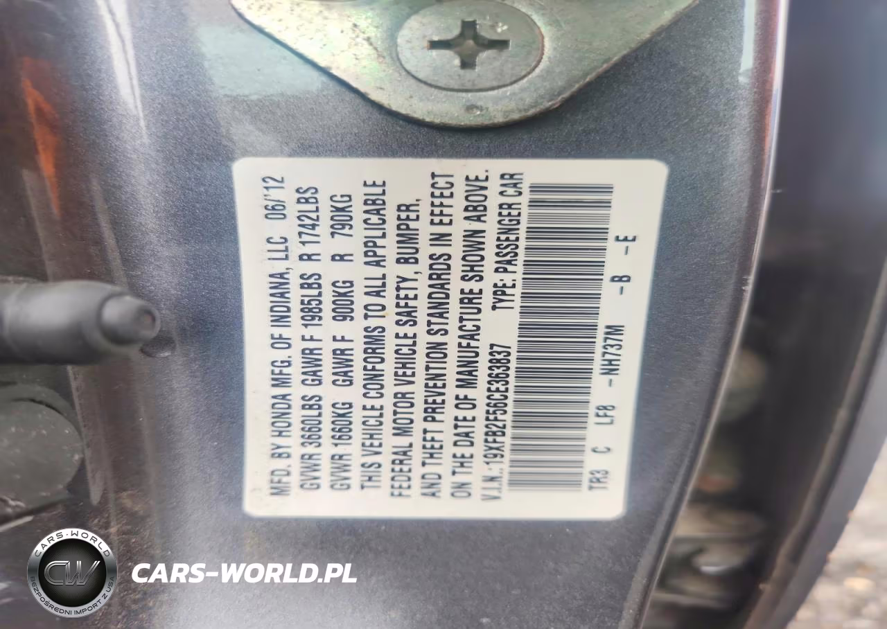 2012 Honda Civic VIN:19XFB2F56CE363837 - 12