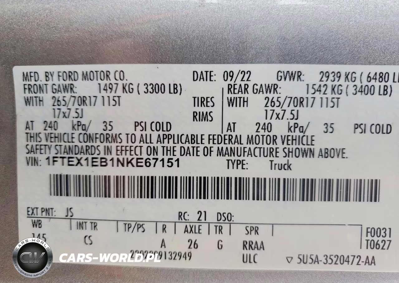 2022 Ford F150 Super Cab VIN:1FTEX1EB1NKE67151 - 12