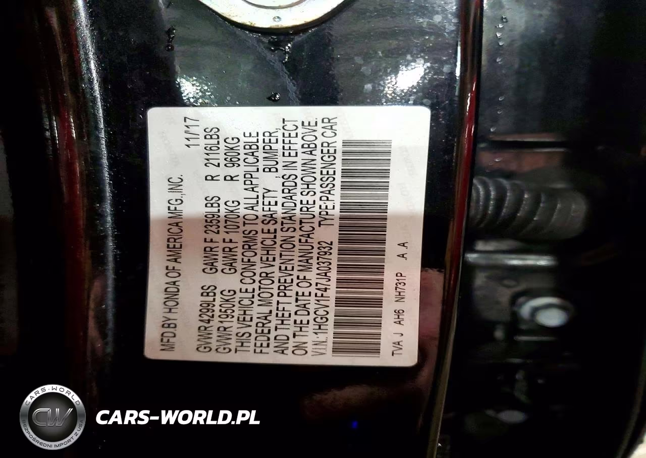 2018 Honda Accord Ex VIN:1HGCV1F47JA037932 - 13