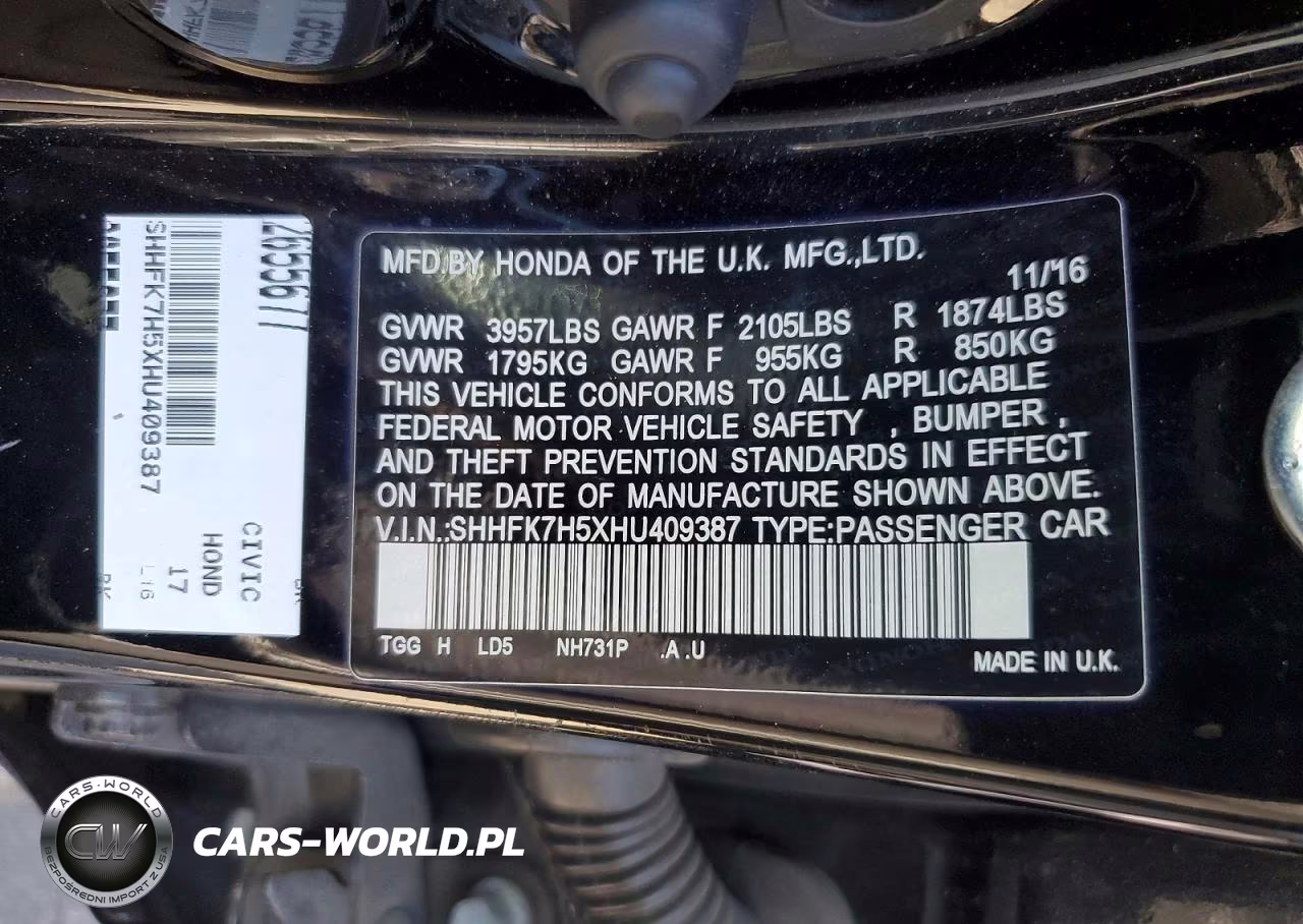2017 Honda Civic Ex VIN:SHHFK7H5XHU409387 - 12