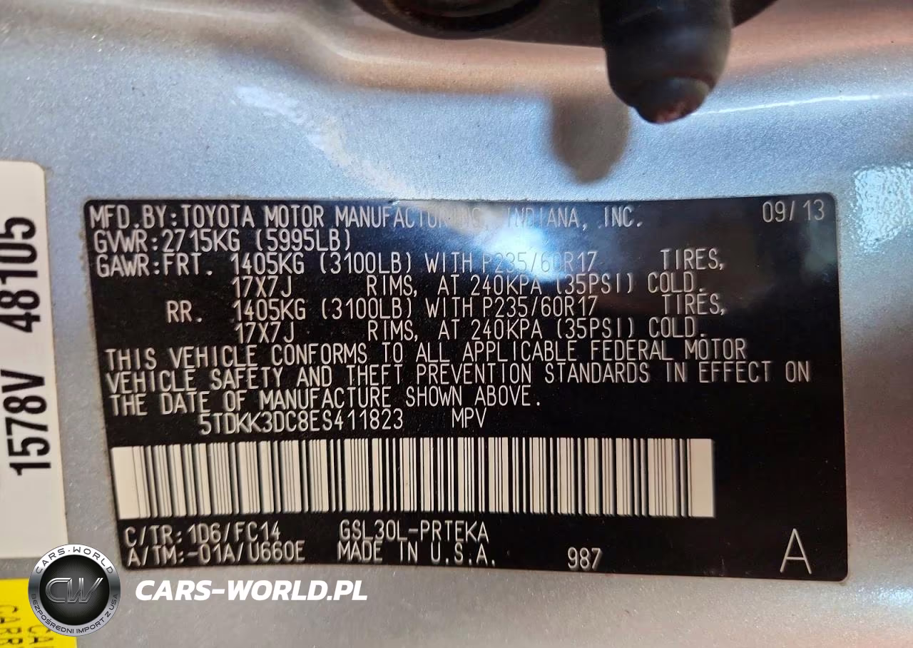 2014 Toyota Sienna Le 8-Passenger VIN:5TDKK3DC8ES411823 - 14