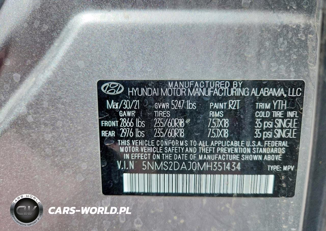 2021 Hyundai Santa Fe Sel VIN:5NMS2DAJ0MH351434 - 13