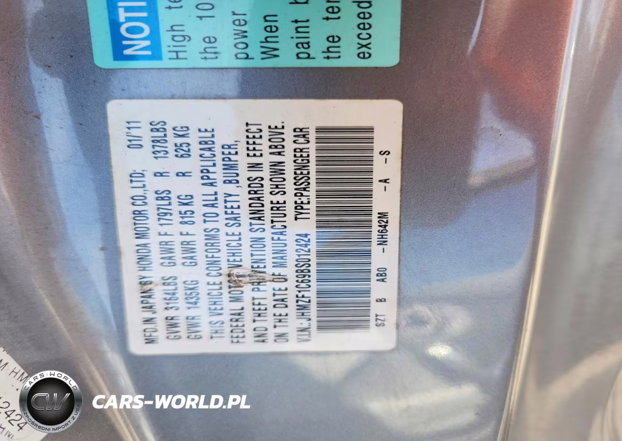 2011 Honda Cr-Z Ex VIN:JHMZF1C69BS012424 - 12