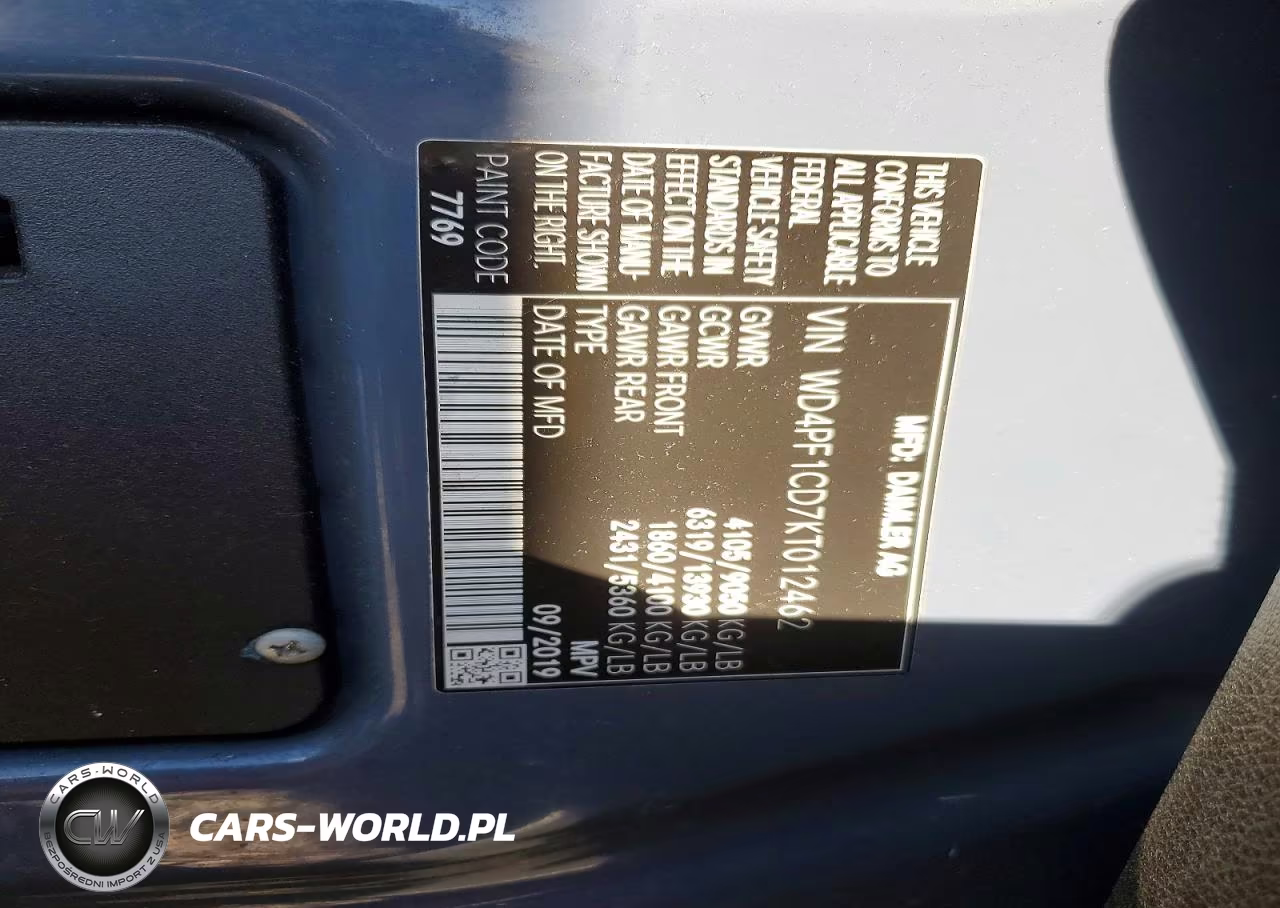 2019 Mercedes Benz Sprinter 2500-3500 Delivery Van VIN:WD4PF1CD7KT012462 - 12