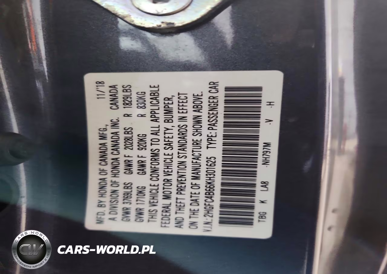 2019 Honda Civic Lx VIN:2HGFC4B66KH301625 - 12