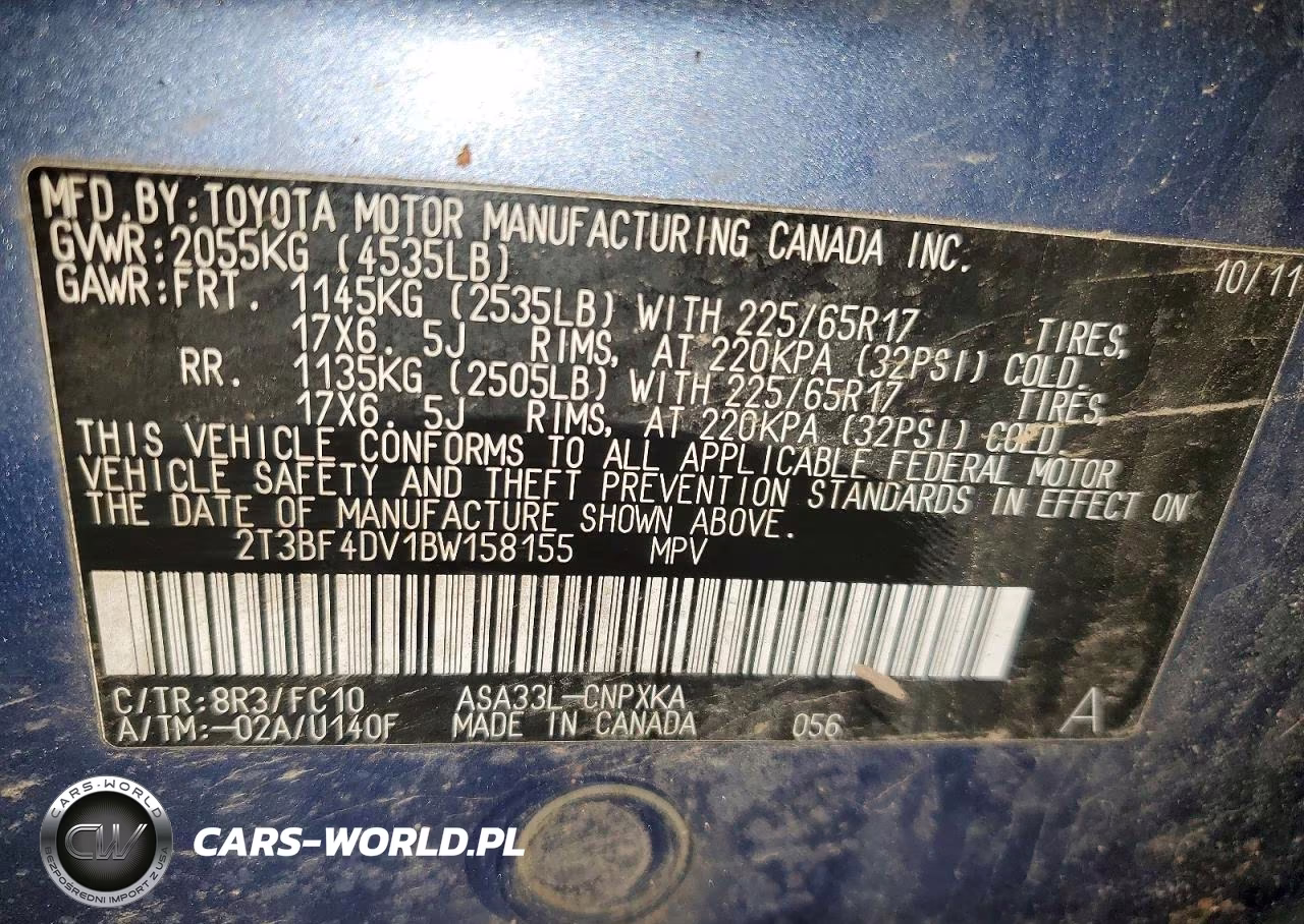 2011 Toyota Rav4 Base VIN:2T3BF4DV1BW158155 - 13