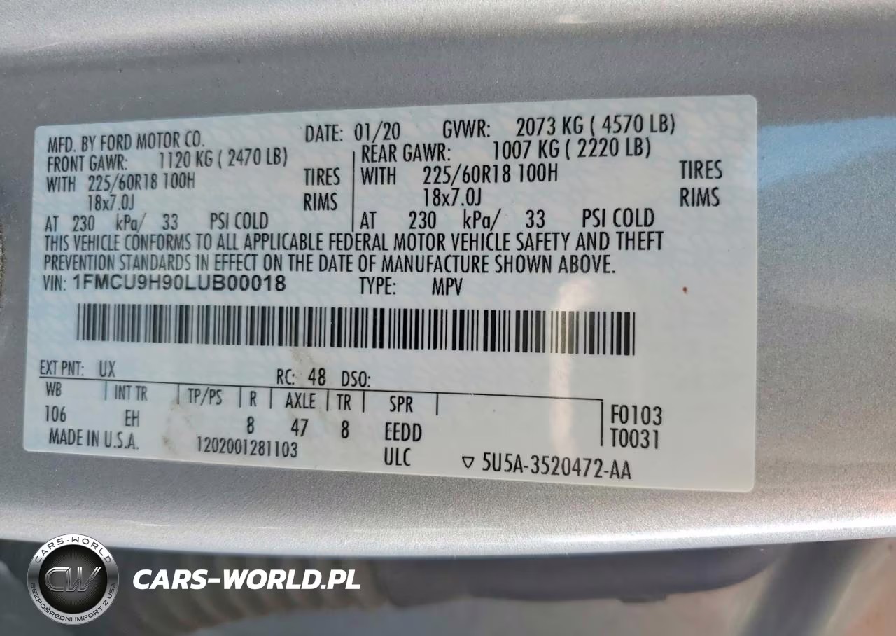 2020 Ford Escape Sel VIN:1FMCU9H90LUB00018 - 13
