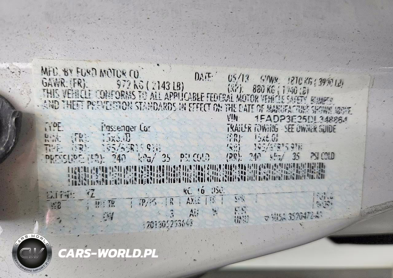 2013 Ford Focus S VIN:1FADP3E25DL348864 - 12