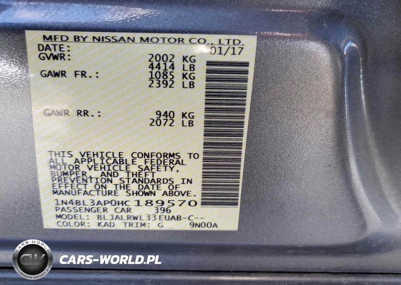 2017 Nissan Altima 3.5 Sl VIN:1N4BL3AP0HC189570 - 13