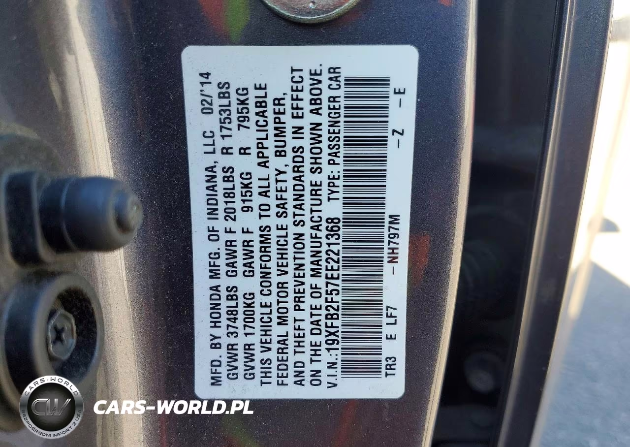 2014 Honda Civic Lx VIN:19XFB2F57EE221368 - 12