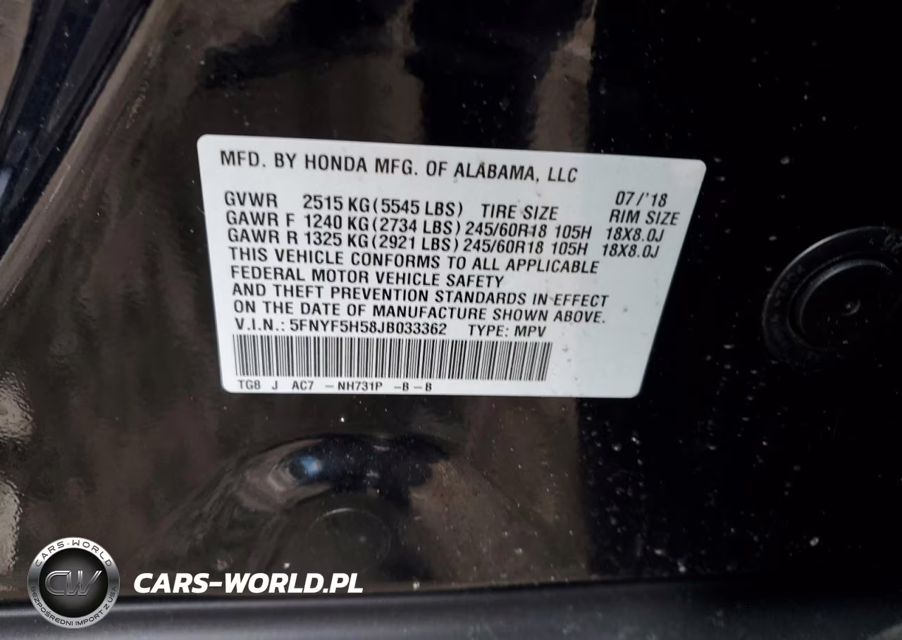 2018 Honda Pilot Exl VIN:5FNYF5H58JB033362 - 13