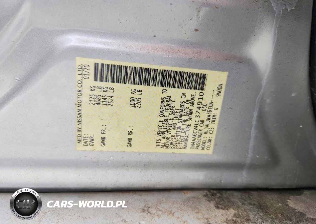 2020 Nissan Maxima 3.5 Sv VIN:1N4AA6CV4LC374910 - 12