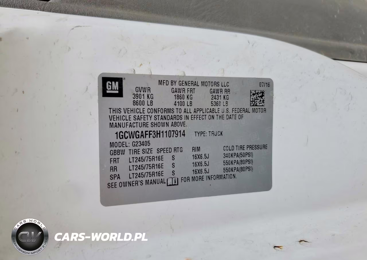 2017 Chev Express G2500 VIN:1GCWGAFF3H1107914 - 13