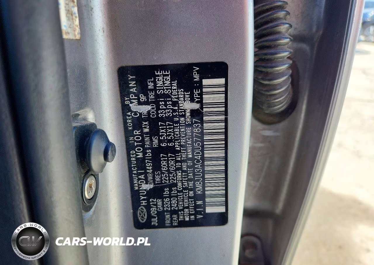 2013 Hyundai Tucson Gls (Middle) VIN:KM8JU3AC4DU577837 - 13