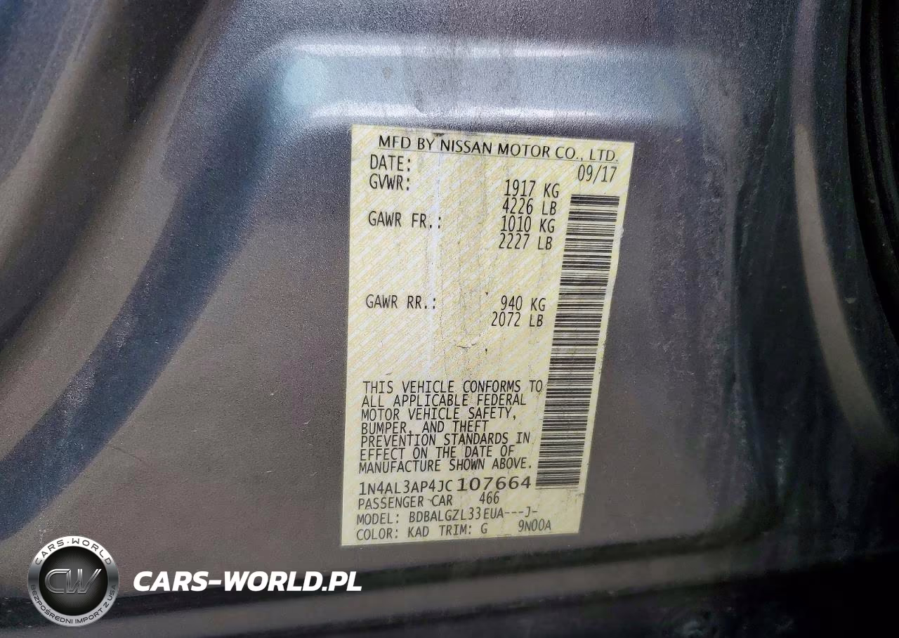 2018 Nissan Altima 2.5 S VIN:1N4AL3AP4JC107664 - 12