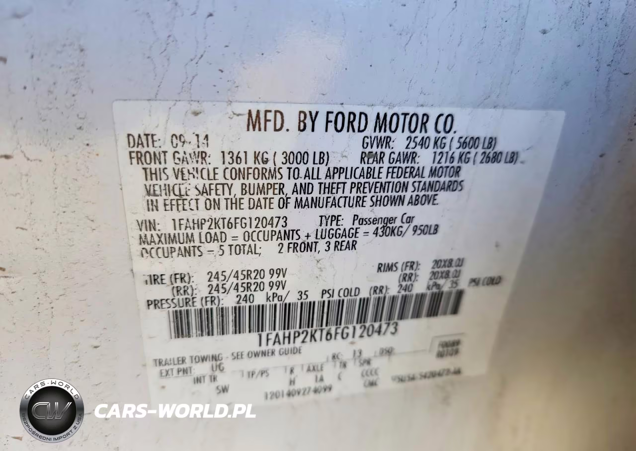 2015 Ford Taurus Sho VIN:1FAHP2KT6FG120473 - 13