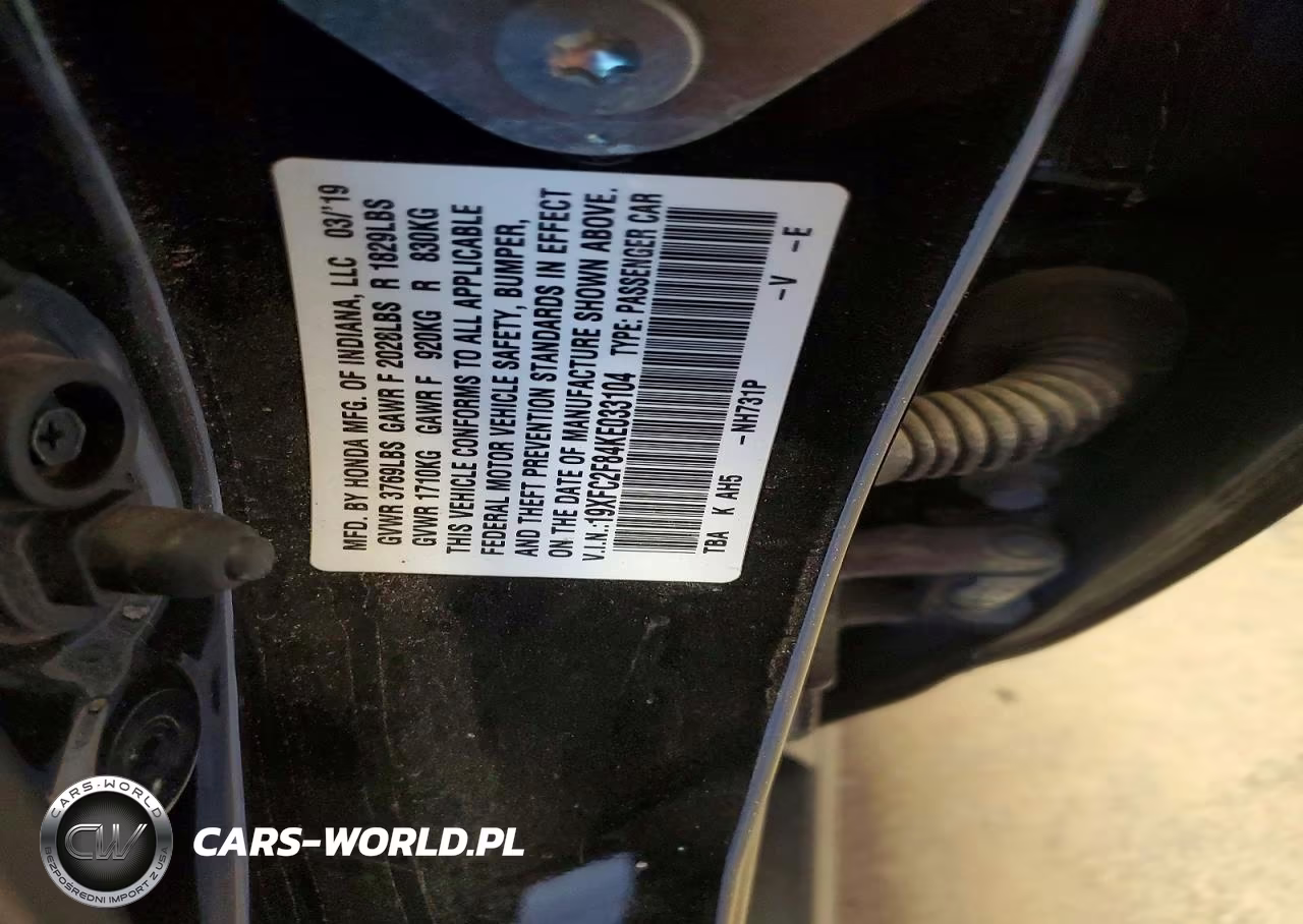 2019 Honda Civic Sport VIN:19XFC2F84KE033104 - 12