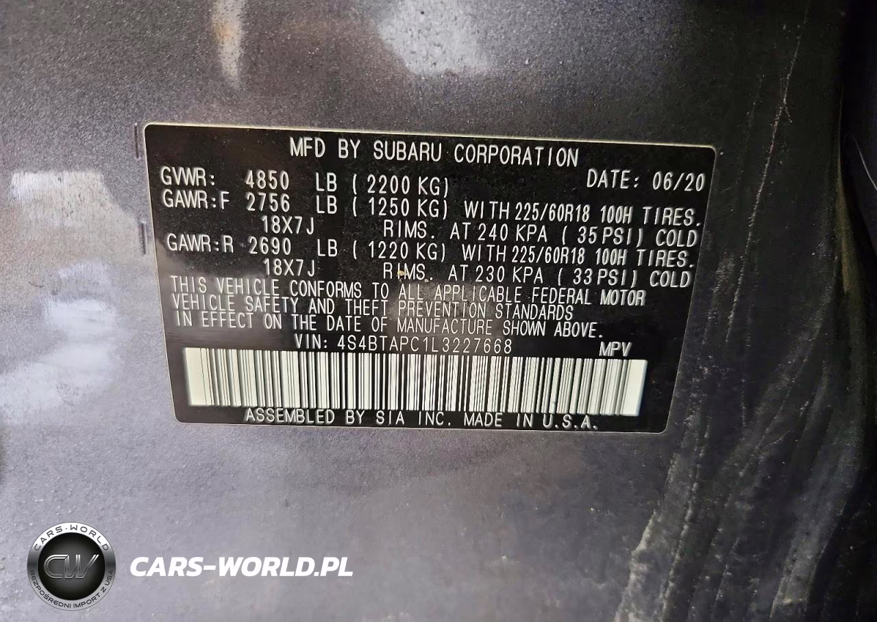 2020 Subaru Outback Touring VIN:4S4BTAPC1L3227668 - 13