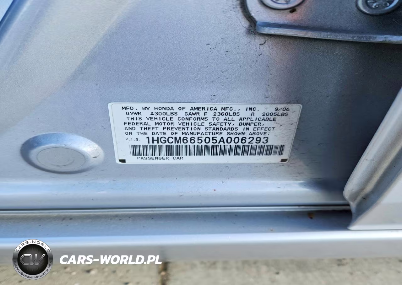2005 Honda Accord Ex VIN:1HGCM66505A006293 - 12