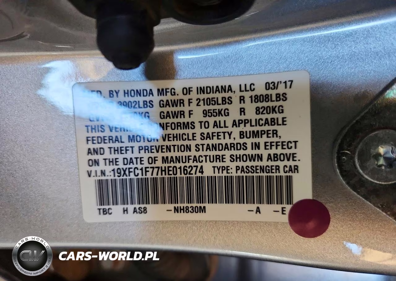 2017 Honda Civic Exl VIN:19XFC1F77HE016274 - 12
