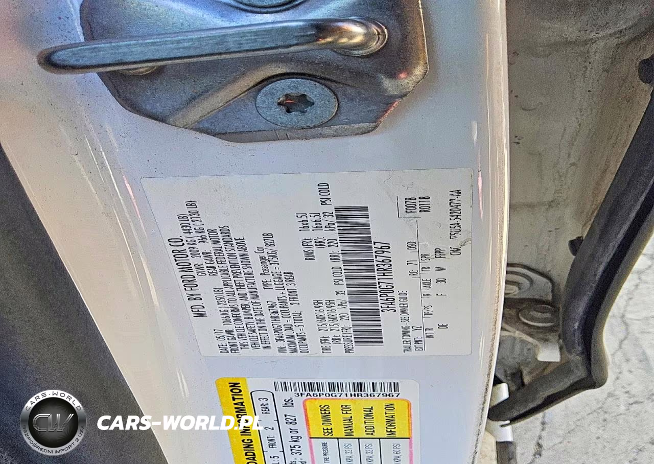 2017 Ford Fusion S VIN:3FA6P0G71HR367967 - 12