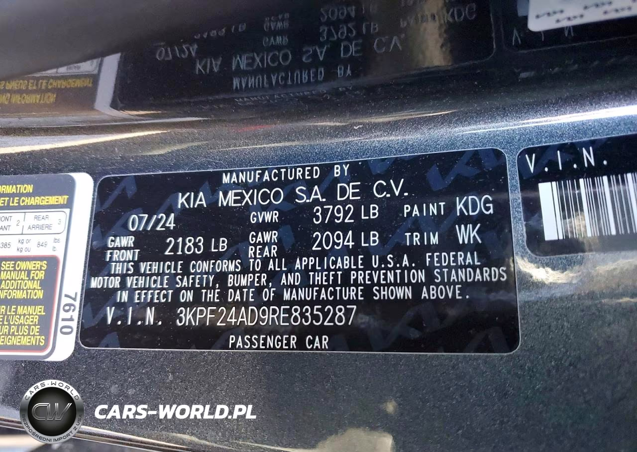 2024 Kia Forte Lxs VIN:3KPF24AD9RE835287 - 12