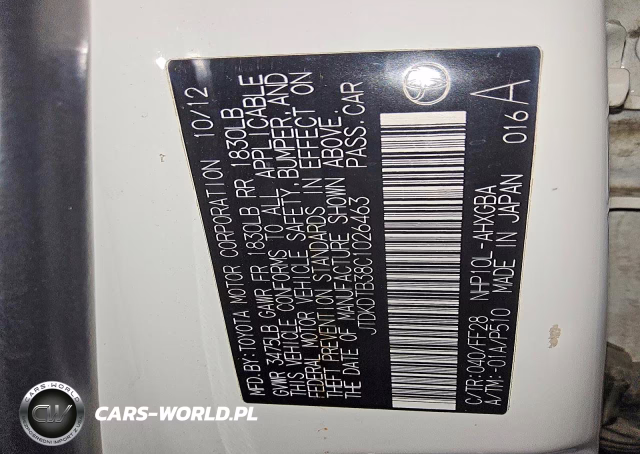 2012 Toyota Prius C Three VIN:JTDKDTB38C1026463 - 12