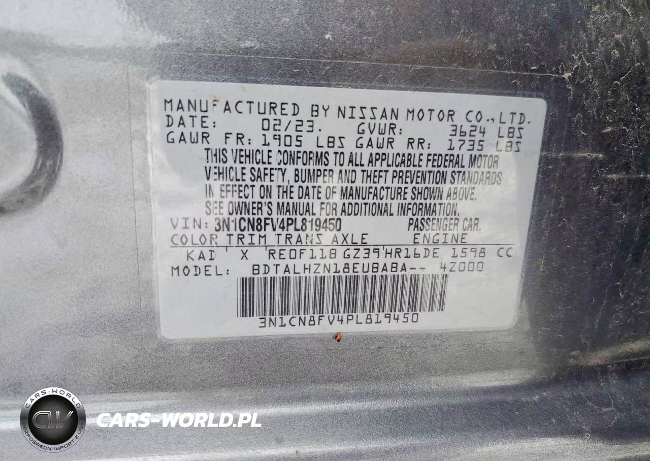2023 Nissan Versa Sr VIN:3N1CN8FV4PL819450 - 12