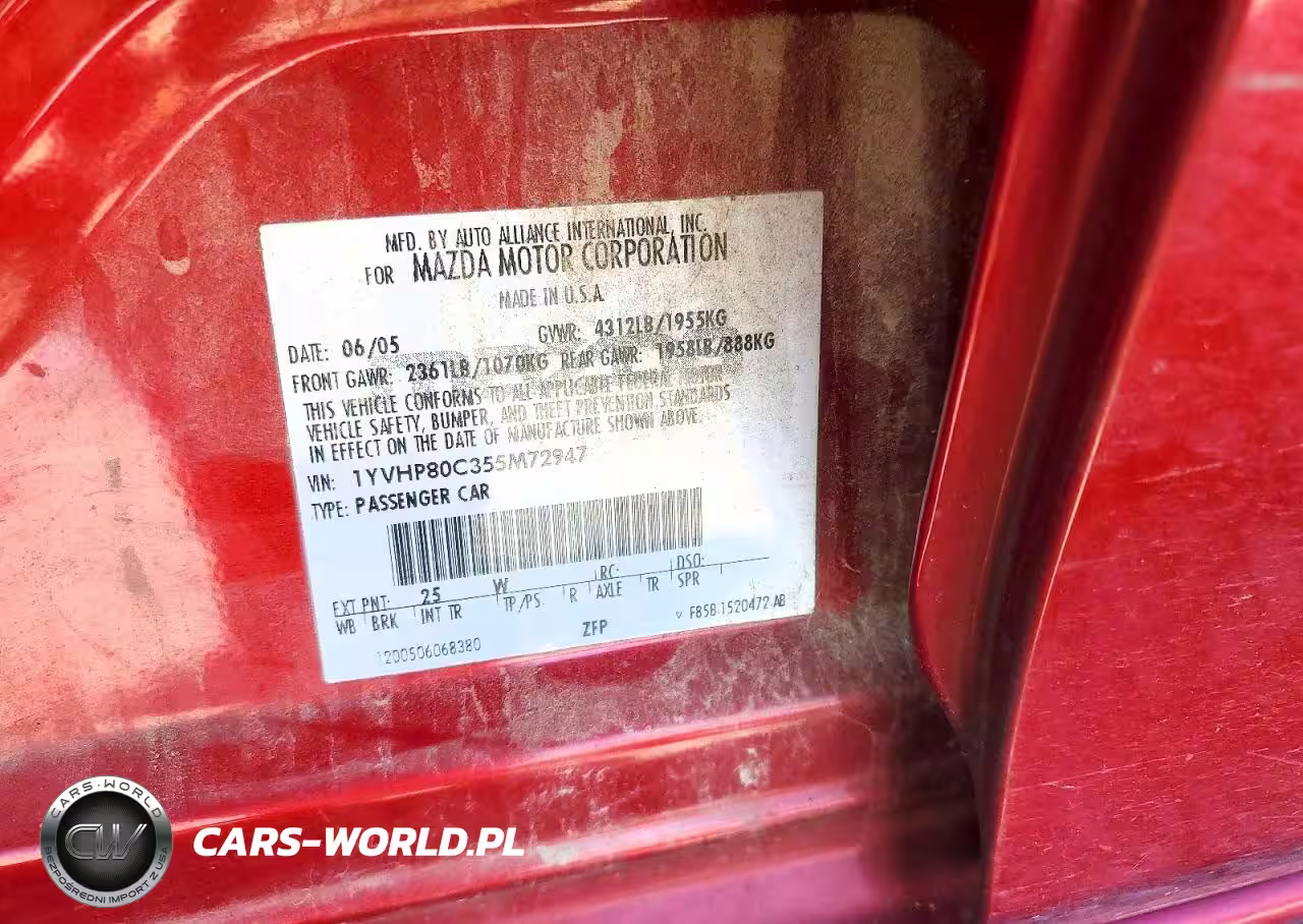 2005 Mazda 6 I VIN:1YVHP80C355M72947 - 12