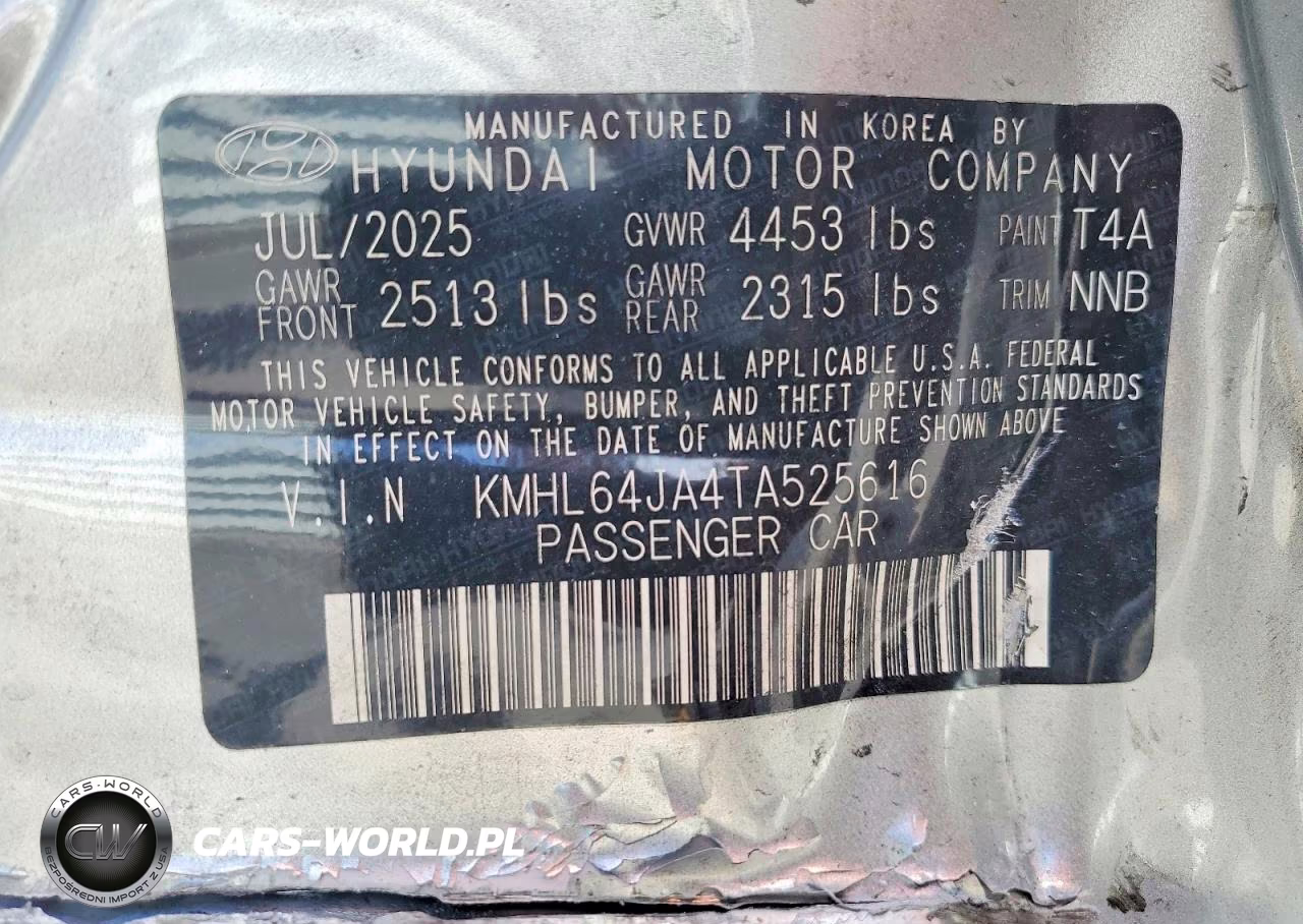 2026 Hyundai Sonata Sel Sport VIN:KMHL64JA4TA525616 - 12