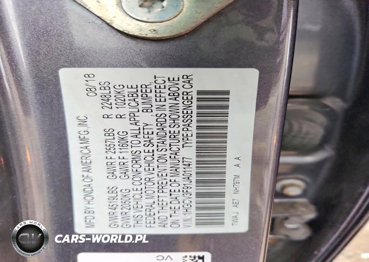 2018 Honda Accord Touring Hybrid VIN:1HGCV3F91JA011477 - 13
