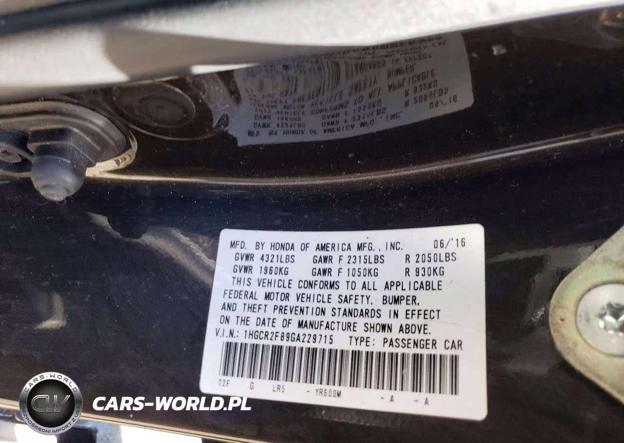 2016 Honda Accord Exl VIN:1HGCR2F89GA229715 - 12