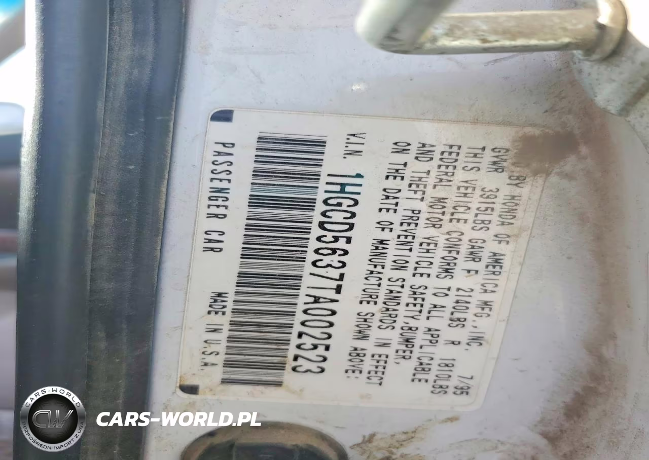 1996 Honda Accord Lx VIN:1HGCD5637TA002523 - 12